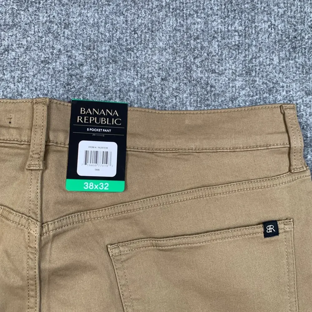 Banana Republic Pants Mens 38 Tan 5 Pocket Cotton Stretch Flat Front Casual